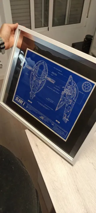 Plano Blueprint Star Wars Slave I 1996 Enmarcado