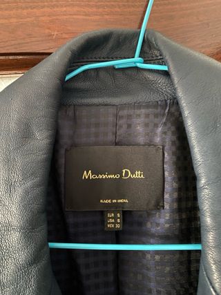 Cazadora Piel Massimo Dutti Azul Talla S
