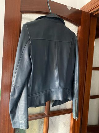 Cazadora Piel Massimo Dutti Azul Talla S
