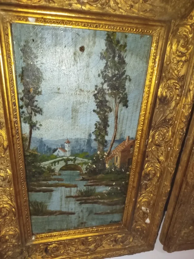 Antiguos óleos sobre tabla