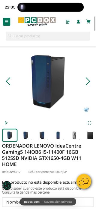 Ordenador Lenovo Gaming i5 Negro/Azul