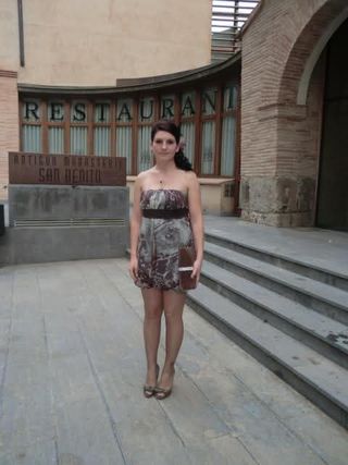 Vestido globo beige y marrón talla 36-38