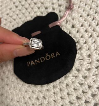 Anello Pandora Punto Luce Rettangolare Argento