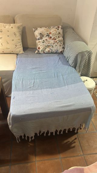 Sofá Cama 3 Plazas Beige con Arcón
