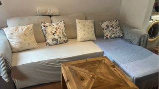 Sofá Cama 3 Plazas Beige con Arcón