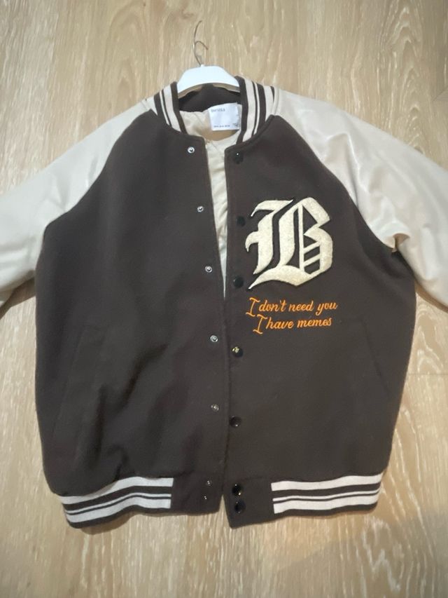Chaqueta/ Cazadora Bershka Marrón y Beige