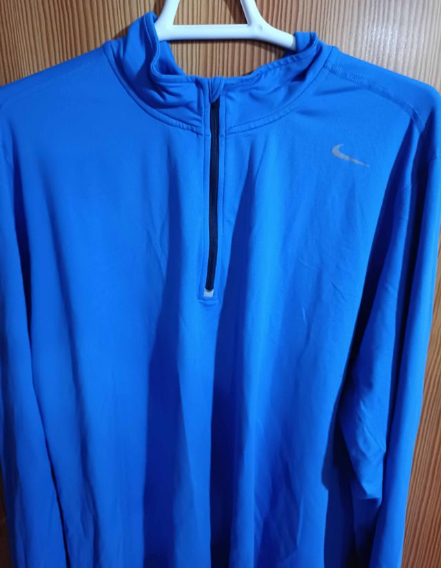 Camiseta Nike Running Media Cremallera Azul