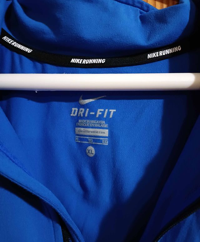 Camiseta Nike Running Media Cremallera Azul