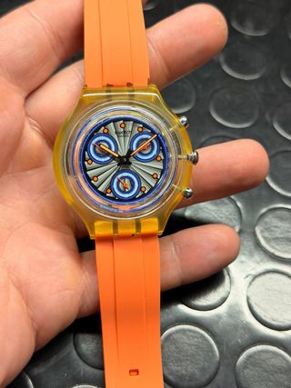 Swatch Chronograph Naranja Transparente