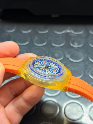 Swatch Chronograph Naranja Transparente