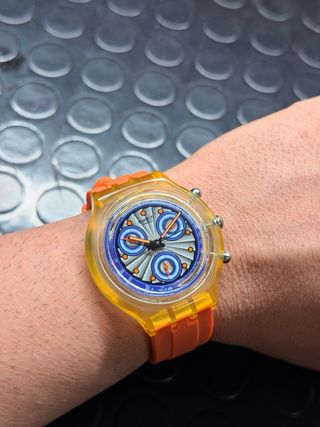 Swatch Chronograph Naranja Transparente