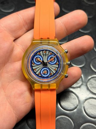 Swatch Chronograph Naranja Transparente