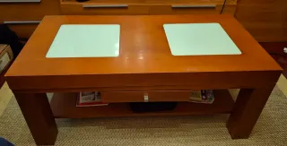 Mesa de centro madera y cristal blanco