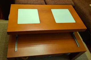 Mesa de centro madera y cristal blanco