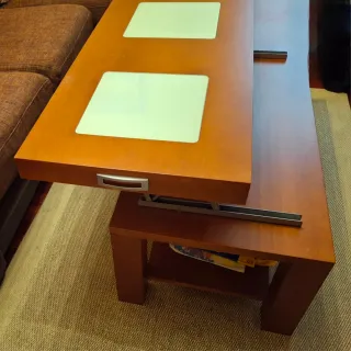 Mesa de centro madera y cristal blanco