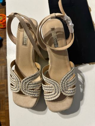 Sandalias cuña Blogger beige