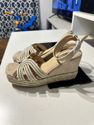 Sandalias cuña Blogger beige