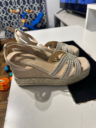 Sandalias cuña Blogger beige