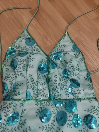 Vestido fiesta lentejuelas verde.Rebajassss!!