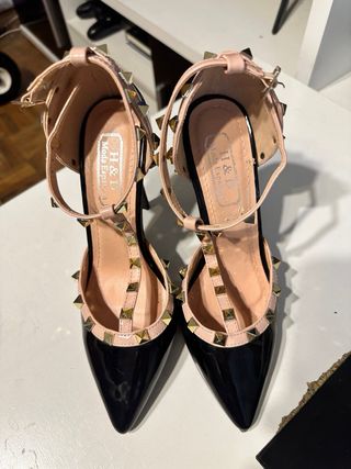 Zapatos HyD Tacón Alto Negro y Rosa