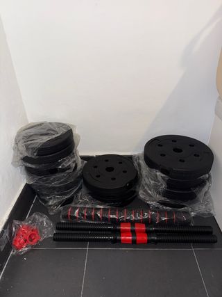 Mancuernas 30kg con Barra Recta Ajustable. Nuevo