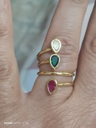 Anillo Oro Talla 16 con Piedras