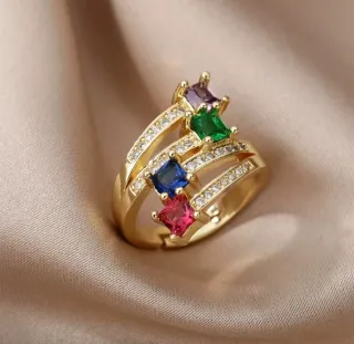 Anillo circonitas colores talla 18