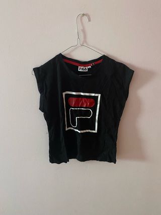 Crop top Fila nero con logo