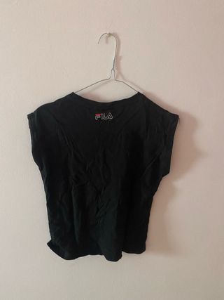 Crop top Fila nero con logo