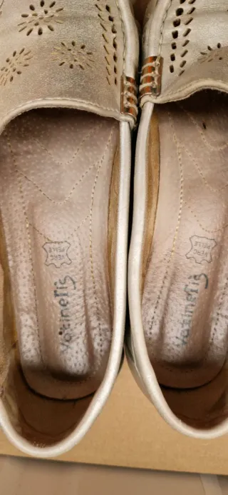 Mocasines dorado perlado, mujer, talla 38