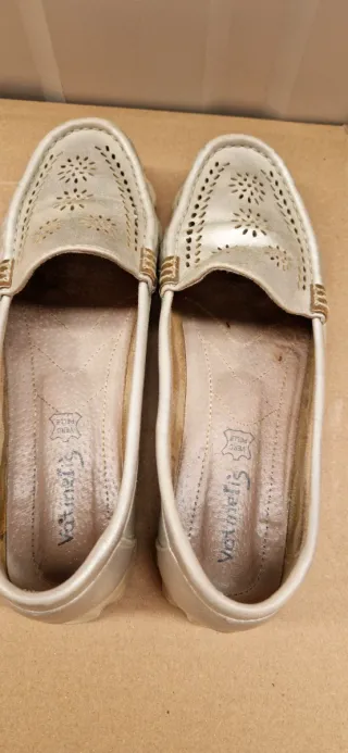 Mocasines dorado perlado, mujer, talla 38