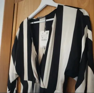 Vestido largo Zara rayas blanco y negro