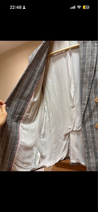 Americana cuadros gris y blanco
