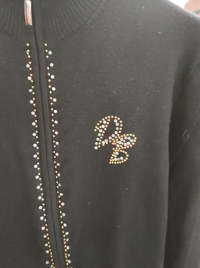 Cardigan Dorabella donna nero con strass