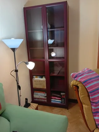 Librería burdeos con puertas de cristal

