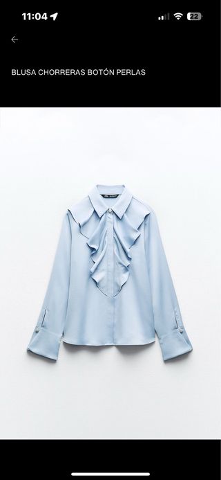 Blusa Zara chorreras botón perlas Talla XS