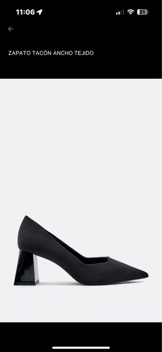 Zapato tacón ancho tejido negro