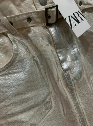 Falda midi metalizada S