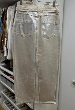 Falda midi metalizada S