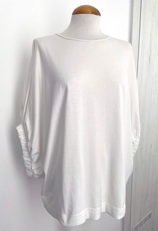 Oversized White Blouse with Built-in Sleeve | S-M