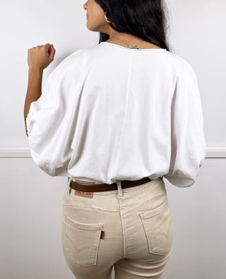 Oversized White Blouse with Built-in Sleeve | S-M