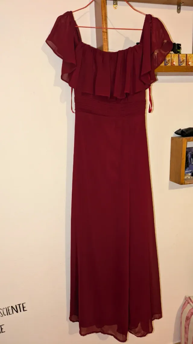 Vestido largo elegante granate