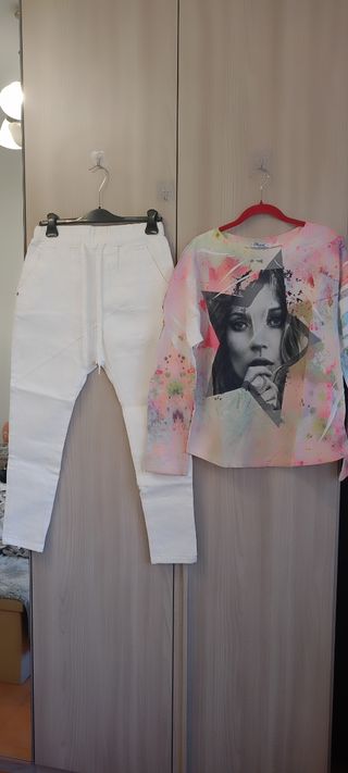Set Pantalone Cavallo Basso e Felpa Taglia L