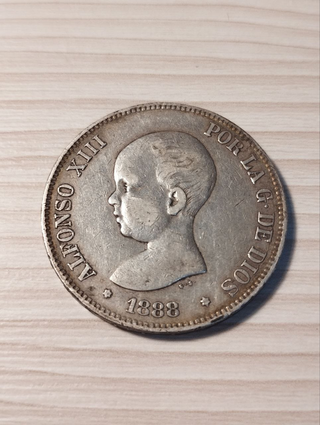 Duro 5 Pesetas Plata 1888 Alfonso XIII