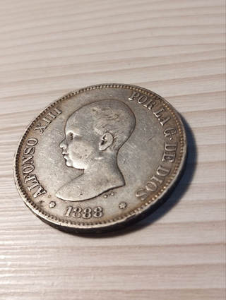 Duro 5 Pesetas Plata 1888 Alfonso XIII