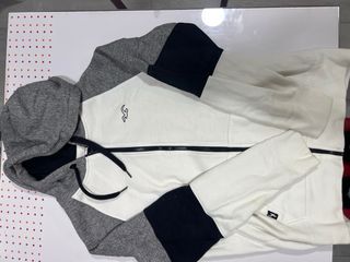 Chaqueta Hollister S Gris y Blanca Cremallera