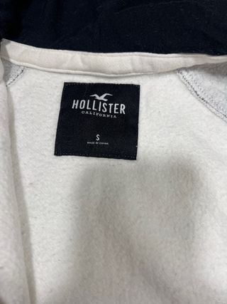 Chaqueta Hollister S Gris y Blanca Cremallera