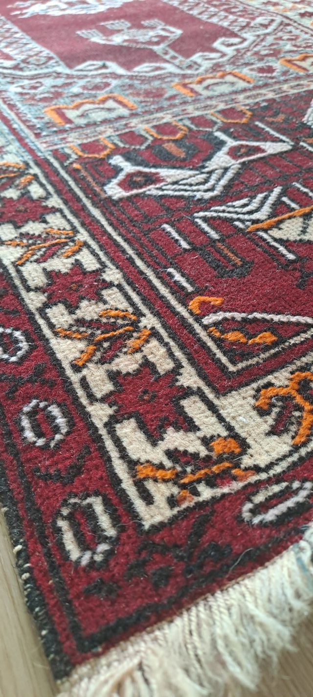 Tapete artesanal de lã turco da Anatólia (112x65)