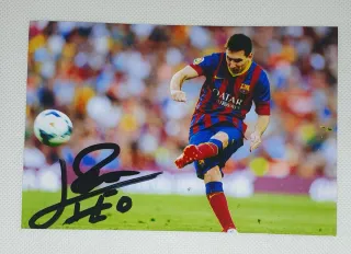 FOTO FIRMADA POR MESSI F.C BARCELONA BARÇA POSTAL