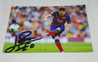 FOTO FIRMADA POR MESSI F.C BARCELONA BARÇA POSTAL